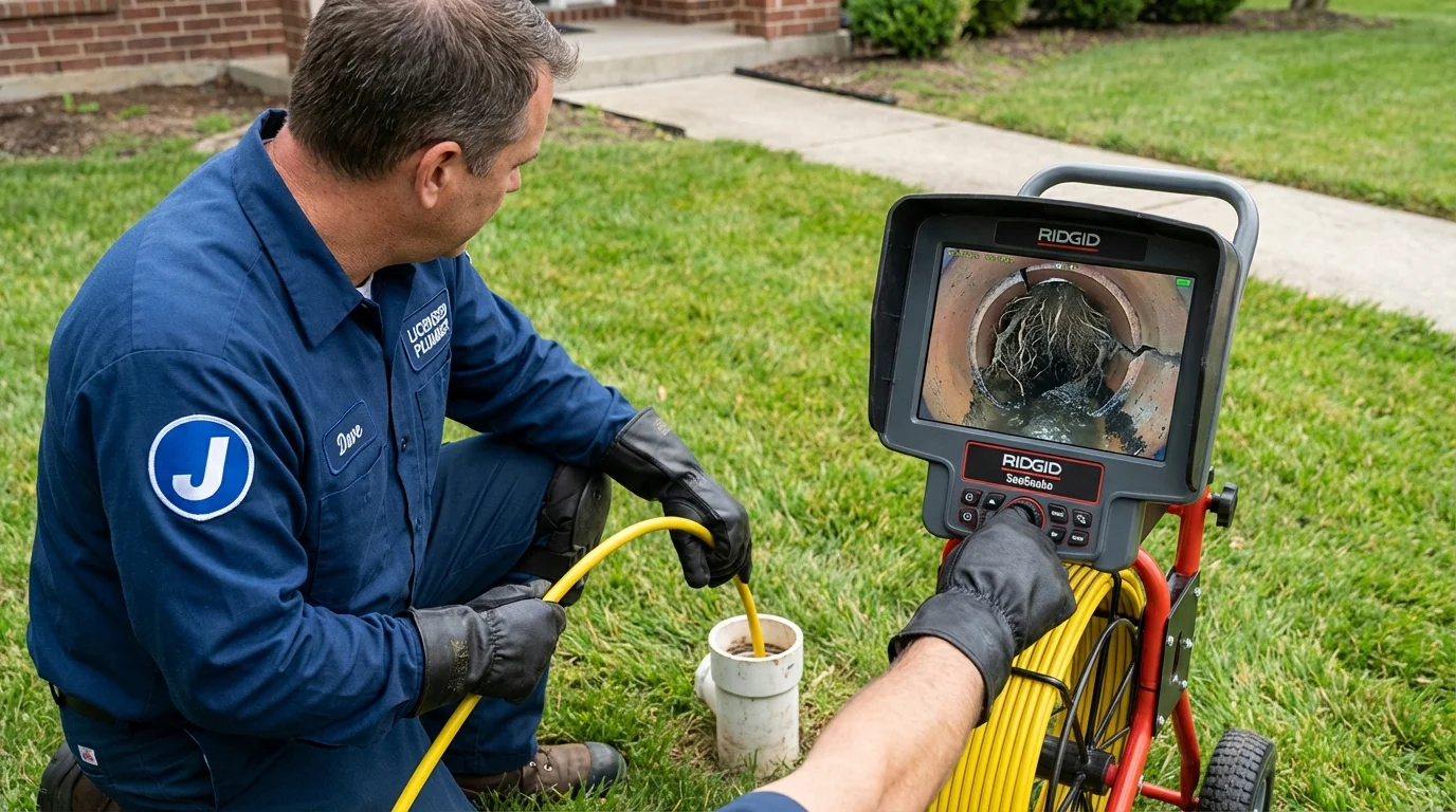 Sewer camera inspection being performed by Johns Plumbing LLC in Easthampton